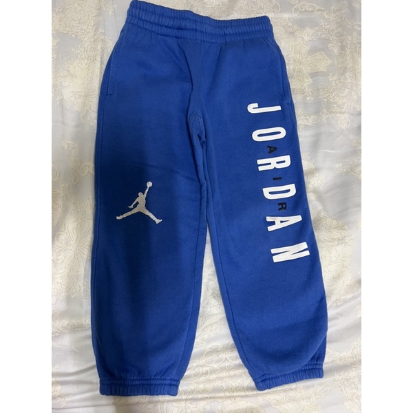 正品 Jordan  喬登 喬丹 4歲 5歲104cm 110cm 大logo刷毛 藍色 長褲 褲子 棉褲 男童 小童