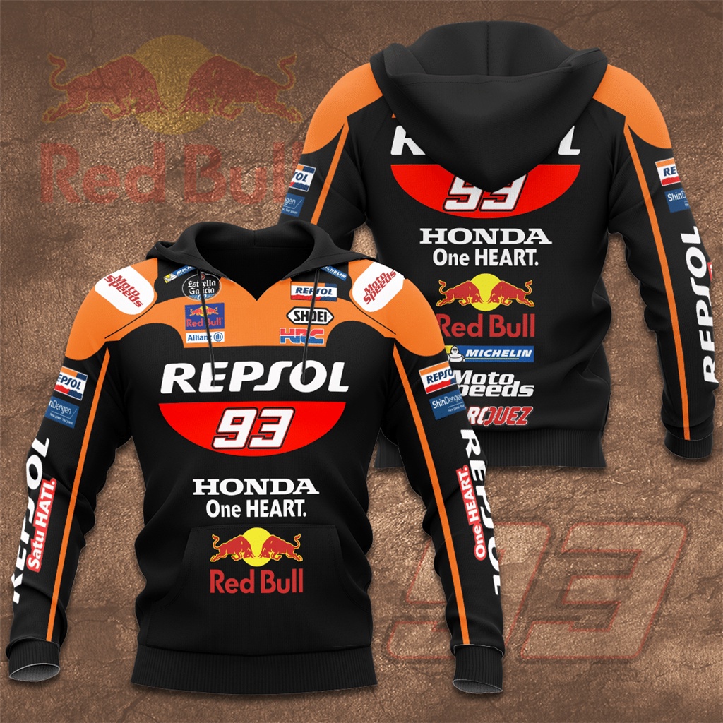 Marc Marquez 93 Repsol Honda MotoGP Racing MM93 男款連帽春秋三維印花時尚