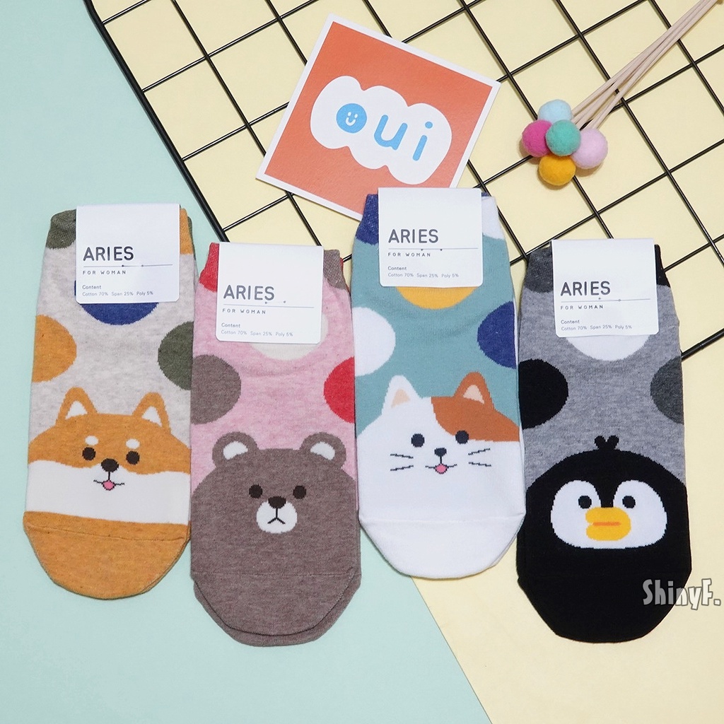 韓國襪子 動物 繽紛 圓點 點點 柴犬 熊熊 貓咪 企鵝 短襪 女襪 韓襪 韓國襪 襪子 現貨