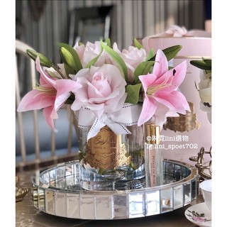 法國精油香氛盆花Côte Noire百合&玫瑰花束透明瓶蔻特蘭永生花 開幕花 喬遷新居落成 情人節 不凋花 教師節 結婚