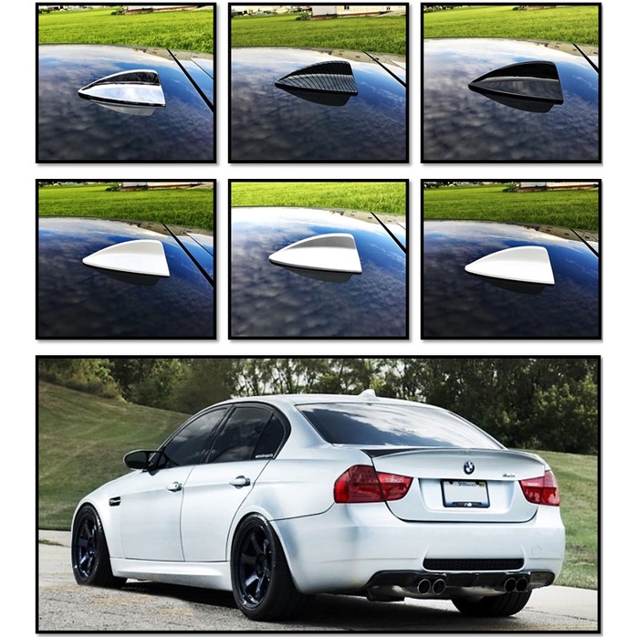 圓夢工廠 BMW 3系 E90 318 320 323 325 改裝 鯊魚鰭天線蓋飾貼 烤漆黑 銀 白 鍍鉻銀 碳纖紋