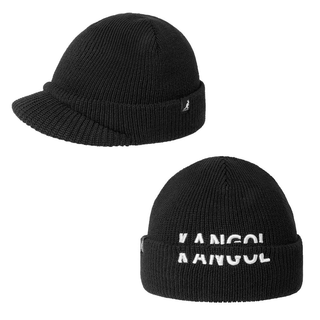 KANGOL SLICED PEAK 毛帽 黑色 頭顱帽 細針短毛帽 反折 兩用毛帽 毛帽  秋冬必備 特殊款