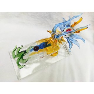 【菲麗雅精品屋】水晶玻璃龍含底座 彩色龍如意/攏如意 如意龍 元寶龍發財進寶 居家開運擺飾 手工水晶玻璃擺飾