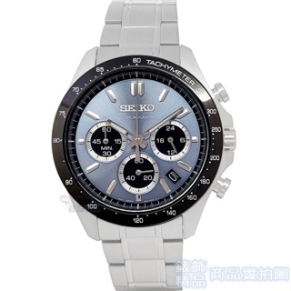 SEIKO精工 SBTR027手錶 日本限定款 黑框 藍面 DAYTONA三眼計時 日期 鋼帶 男錶【錶飾精品】