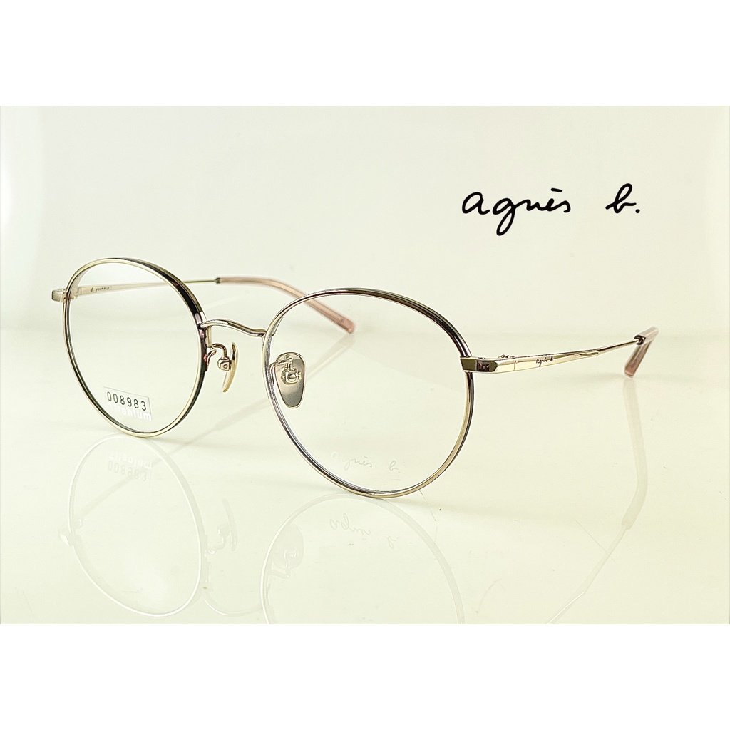 ☆高雄眼鏡站☆全新正品 純鈦 agnes b. AB70097 c03 淺金搭深咖啡水滴形