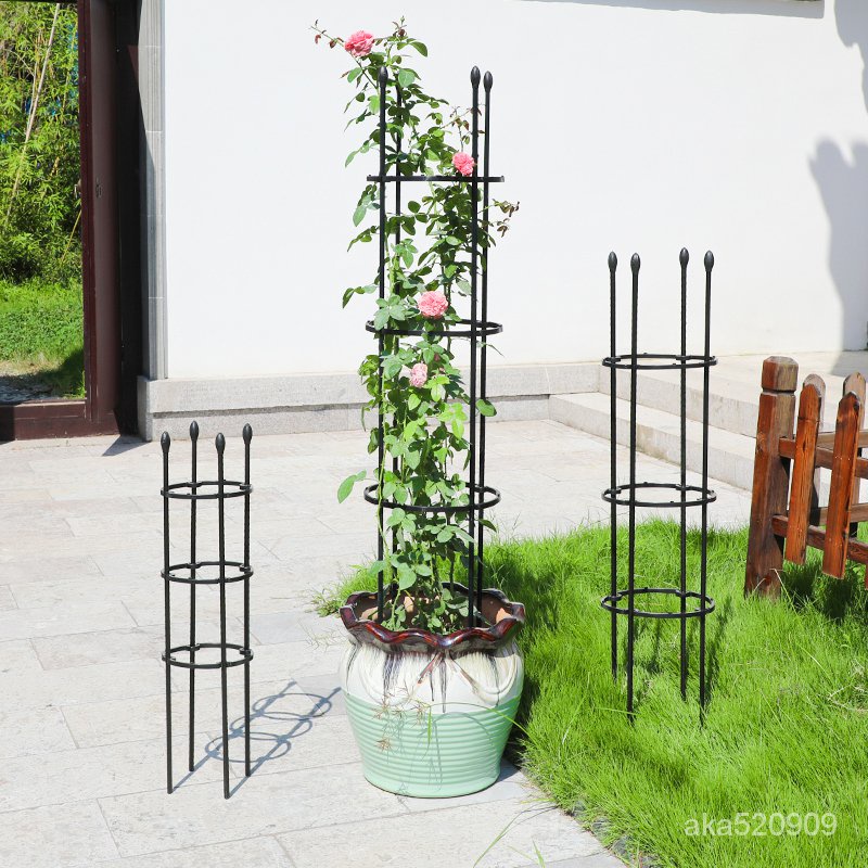 園藝花支架鐵製圓柱爬藤架攀爬桿柱形固定花架子 萬家樂