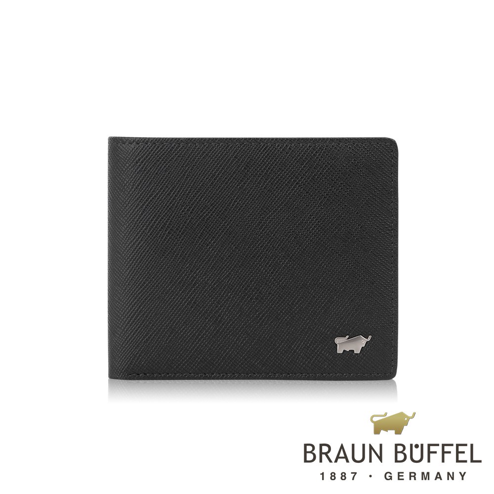 【BRAUN BUFFEL 德國小金牛】台灣總代理 尚恩A 8卡男夾 (網路限定)-黑色/BF354-313-BK