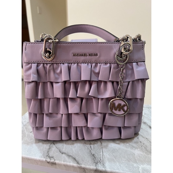 專櫃正品-MICHAEL KORS紫色蕾絲款側背包、斜背包MK新竹可面交原價2萬多