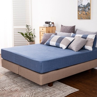 Hoi!臺灣製水洗棉床包-單人-木槿藍