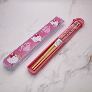 日本進口Sanrio三麗鷗Hello Kitty日本製筷子附盒 方便外出攜帶