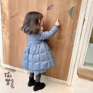 【瑜樂SHOP】女童羽絨棉服冬季新款網紗裙擺洋氣加厚小童女寶寶韓版中長款外套冬裝羽絨外套