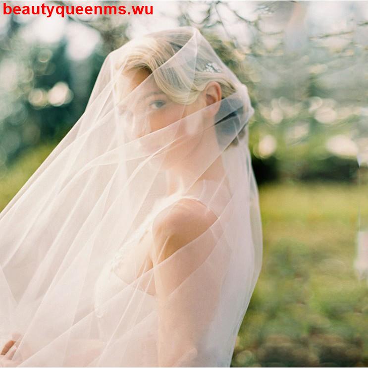 特惠#新娘頭紗-乳白色/純白色素紗裸紗10米-婚紗.禮服#beautyqueenms.wu