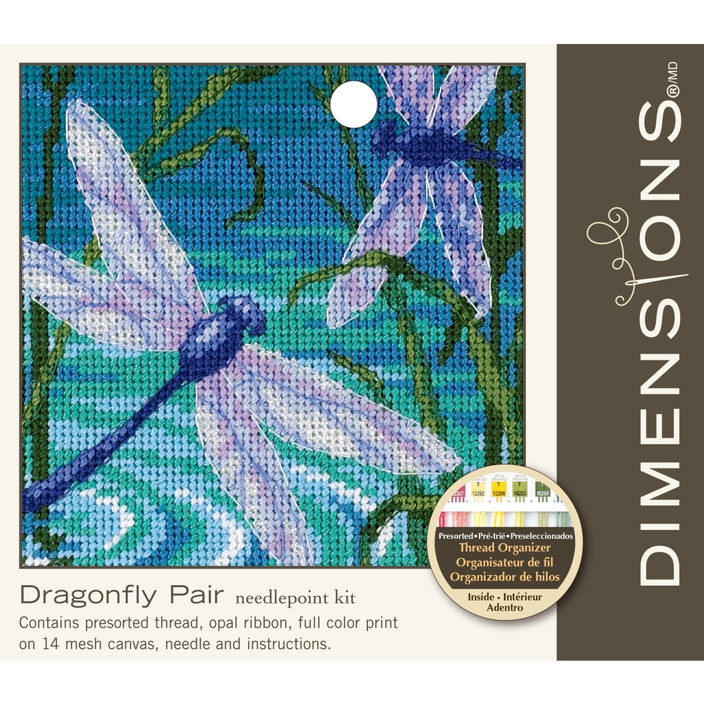 【Dimensions】一對蜻蜓-十字繡材料包 | 網布繡 小幅插畫風繡畫 正版授權 | 繡XiuCrafts