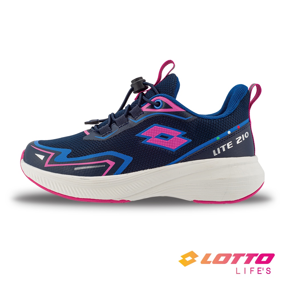 【LOTTO 義大利】童鞋 氫雷 LITE210 輕量跑鞋(深藍/粉-LT2AKR6396)21-24.5CM