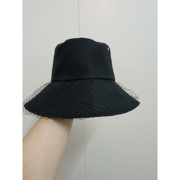 dior漁夫帽連面紗黑色