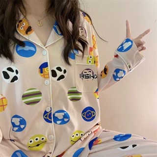 小櫻桃 韓國卡通玩具總動員睡衣女春鞦季長袖巴斯光年 可愛睡衣 搞怪睡衣 睡衣 睡衣套裝 傢居服 長袖睡衣
