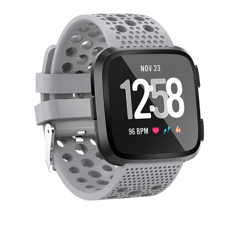 適用於Fitbit Versa/Lite/2 TPU防水圓孔錶帶 洞洞款 親膚透氣運動替換帶
