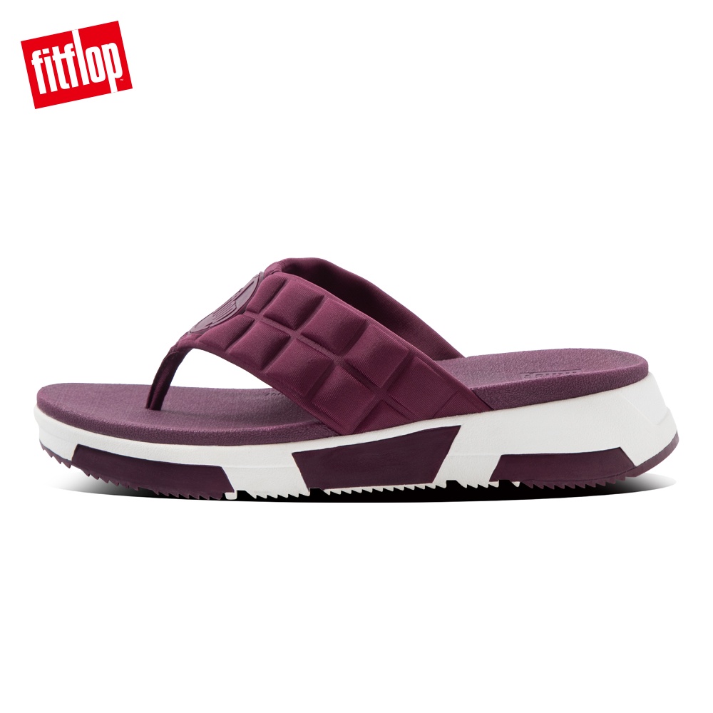 【FitFlop】HAYLIE QUILTED CUBE TOE-THONGS 運動風夾腳涼鞋-女(紫紅色)