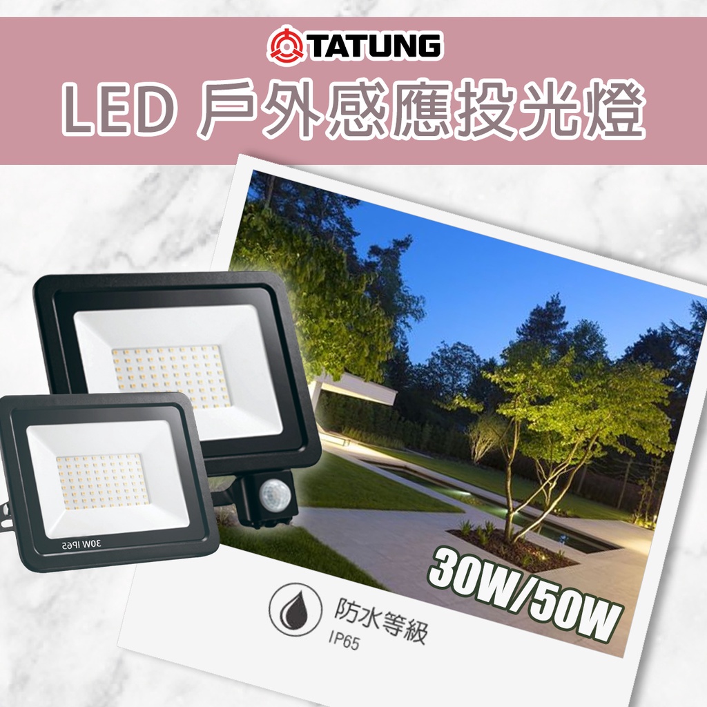 【大同】LED 紅外線感應戶外投光燈 投射燈 30W 50W 全電壓 黃光 白光 IP65 防水型 探照燈