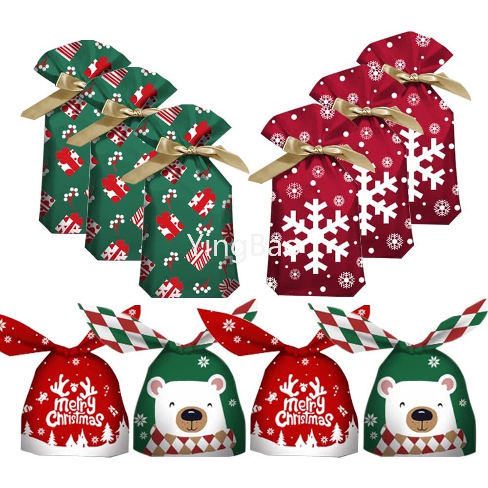 50 件聖誕兔耳朵禮品袋、聖誕禮物包裝禮品袋、聖誕禮物袋、聖誕派對禮品包裝袋、聖誕假期糖果袋