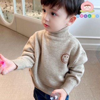 🎏桃氣BABY🍑 洋氣男童毛衣套頭針織衫春秋季新款2022韓版兒童寶寶高領打底上衣