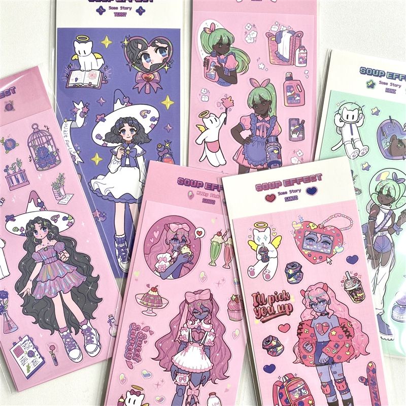 卷卷熊🐾咕卡貼紙 現貨 手帳貼紙 追星小卡貼紙 追星素材 手帳素材 人物貼紙 咕卡貼紙手帳滑板見習魔法女巫少女甜酷複古