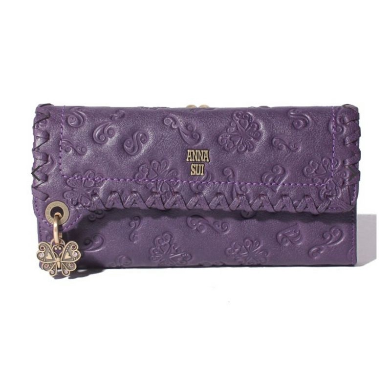 全新正品♡Anna Sui♡安娜蘇編織蝴蝶古典吊飾珠扣長夾