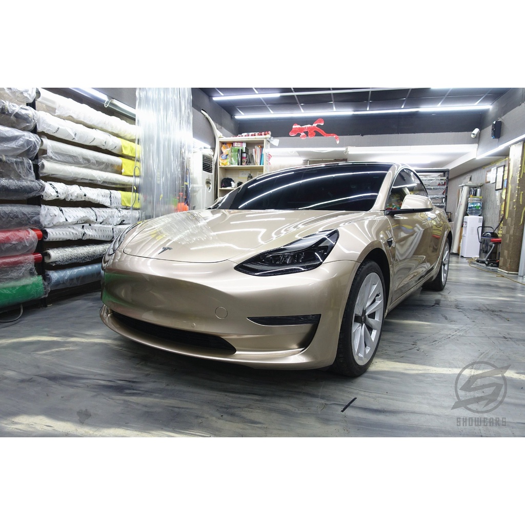 特斯拉3貼膜 TESLA3貼膜 MODEL3全車貼膜 MODEL3改色貼膜 MODEL3換色 3M CYS液態金屬金色