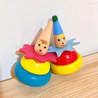 【兒童禮物】河神幼兒教育玩具。小丑旋轉懷舊玩具陀螺兩件組