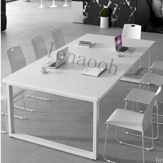 可開發票-【免運】純白會議桌長桌椅組閤簡約現代設計工作室大桌子工業風員工辦公桌