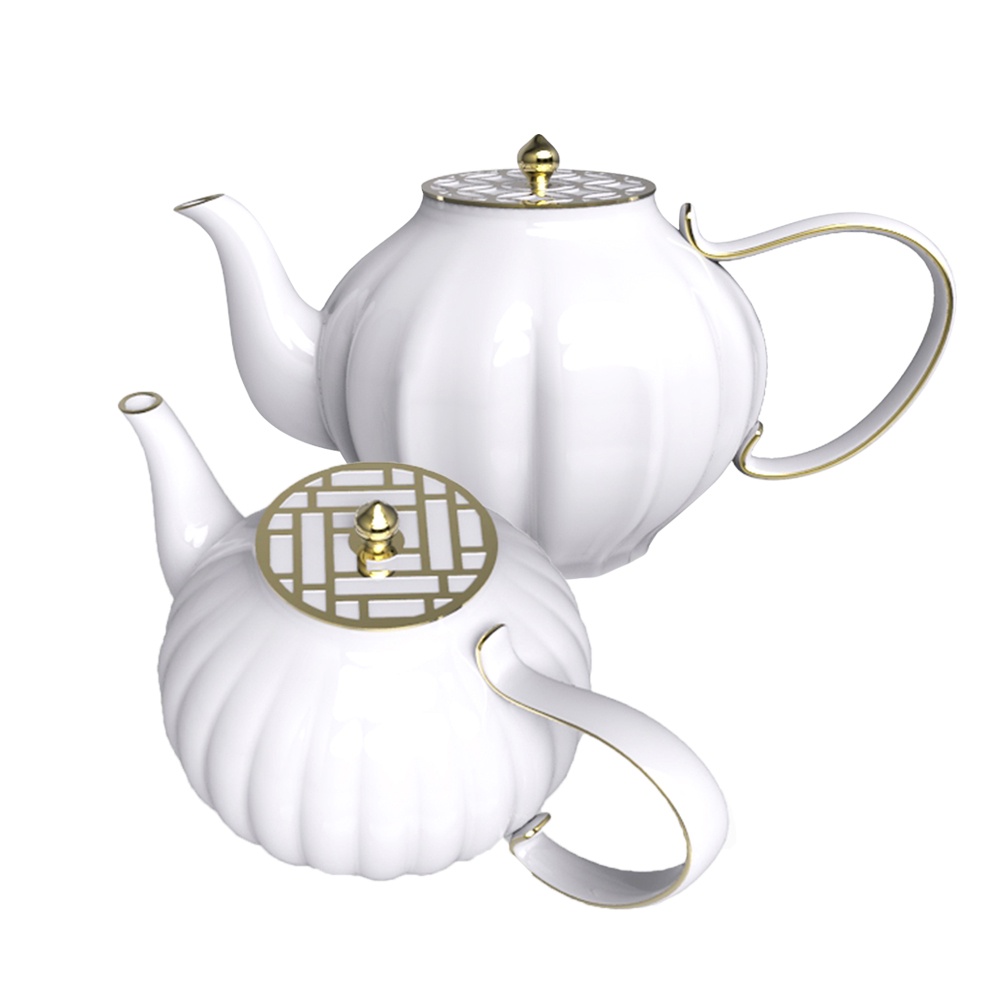 花窗舞影-骨瓷-西式茶壺