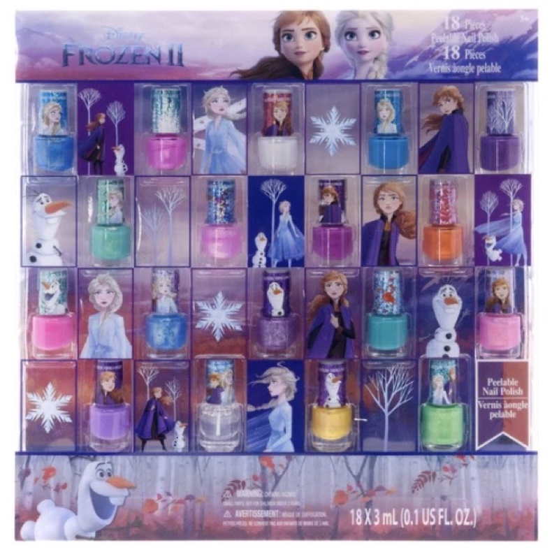 Disney Frozen 冰雪奇緣二 兒童安全無毒(可撕式卸除)指甲油18件組