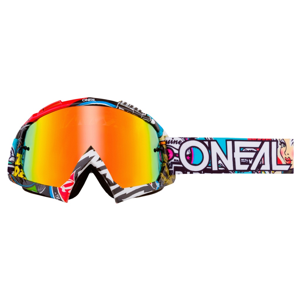 【德國Louis】O'Neal B-10 摩托車騎士護目鏡 多彩圖案紅色反射鏡片越野車滑胎車頭帶眼鏡編號20017399