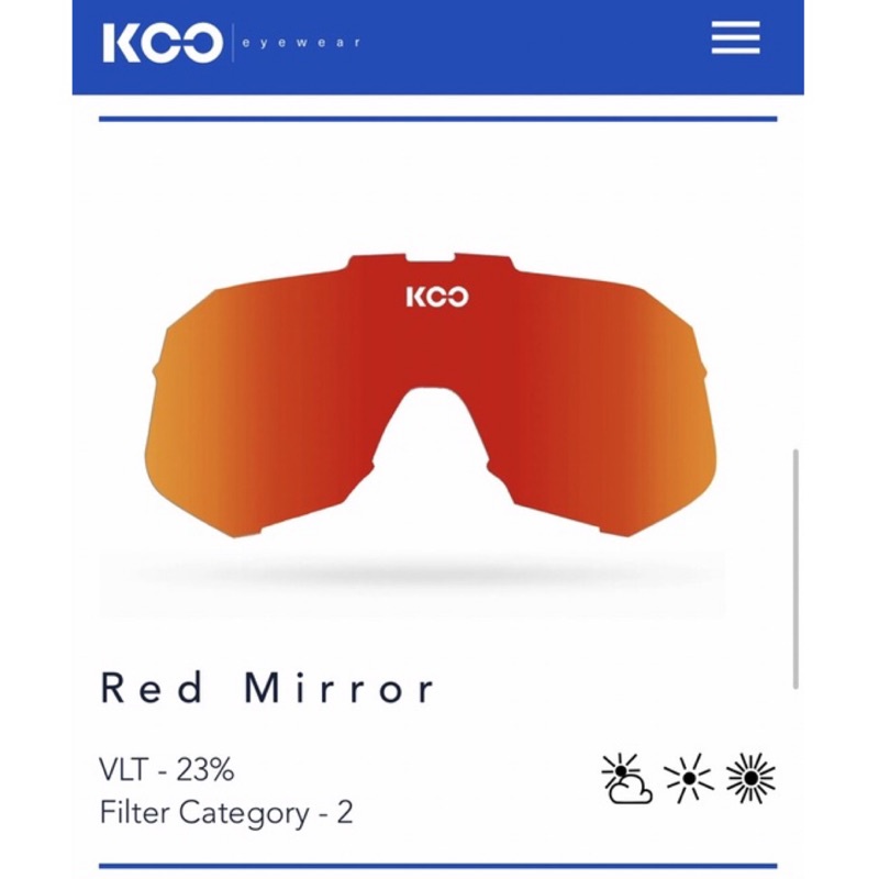 Kask KOO Demos 太陽眼鏡替換鏡片（蔡司鏡片）- Red Mirror