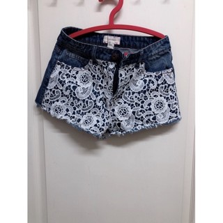 二手衣物// Forever21 雕花 布蕾絲 牛仔短褲 牛仔褲