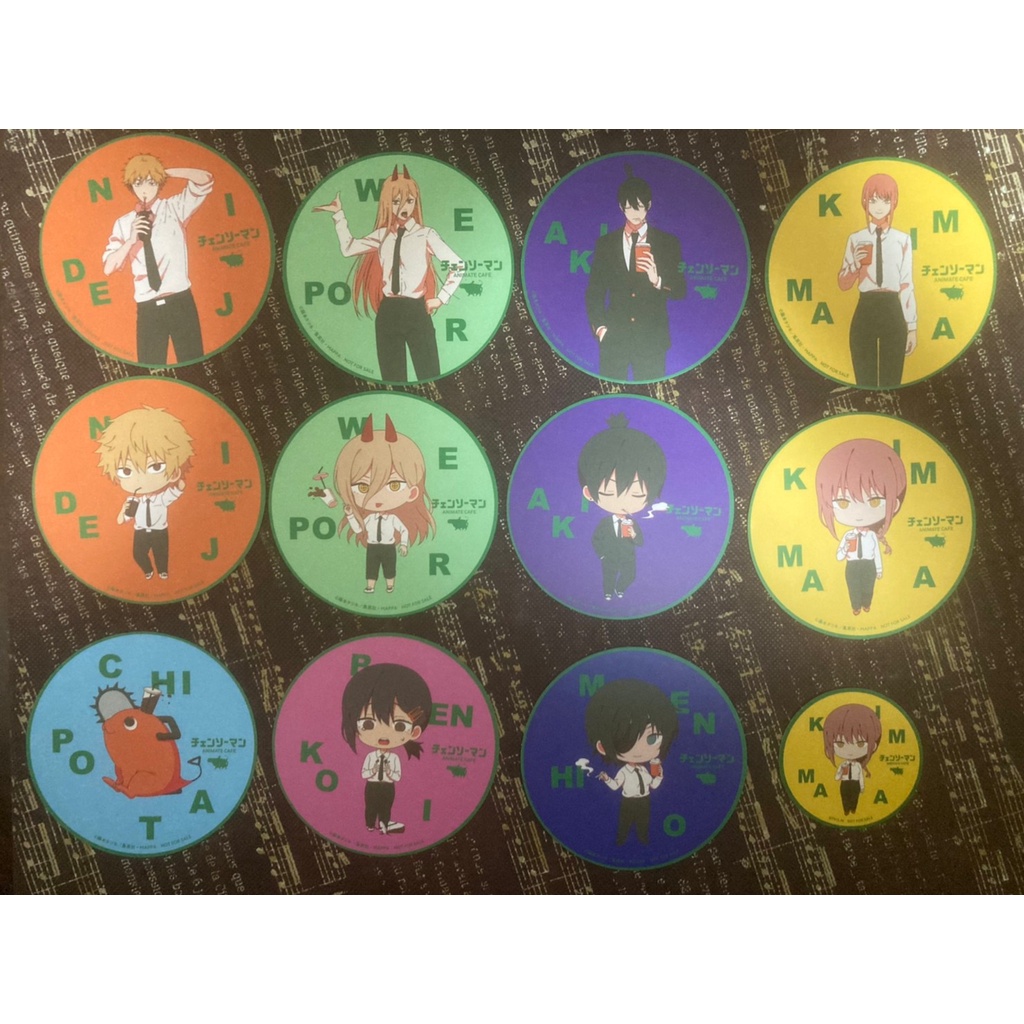 現貨//鏈鋸人//電鋸人/ animate咖啡廳  限定杯墊 貼紙 /電次、早川秋、瑪奇瑪、帕瓦、波奇塔、小紅、姬野