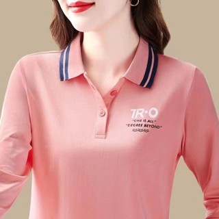 Polo 長袖T恤 女秋季時尚POLO衫新款中年媽媽遮肚遮肉洋氣上衣減齡熱賣款