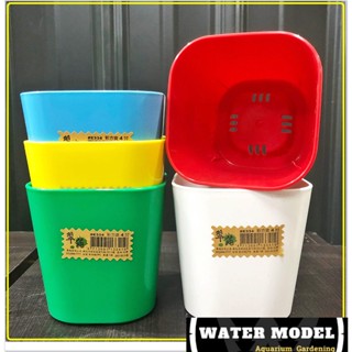 水模型園藝#彩方盆4吋 6吋 彩色盆 方盆 多肉植物 仙人掌 小品盆栽 花盆 塑膠花盆 園藝花盆 塑膠盆 園藝資材
