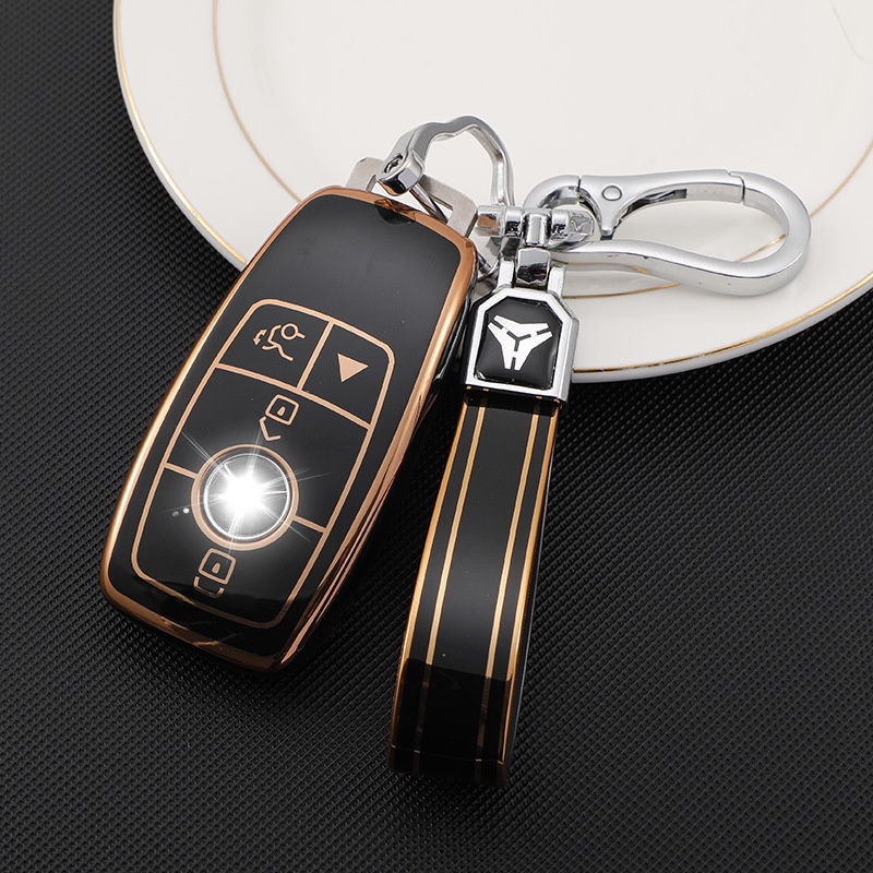 Mercedes-Benz專用 賓士4鍵鑰匙套 C級級A200包C260L車E300L殼GLC300/GLE/GLA鑰匙