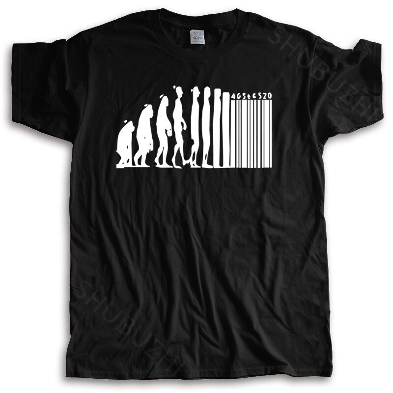 棉 T 恤男式夏季人類進化 Banksy 曼基德猴子條碼資本主義無政府狀態襯衫夏季襯衫上衣 T 恤