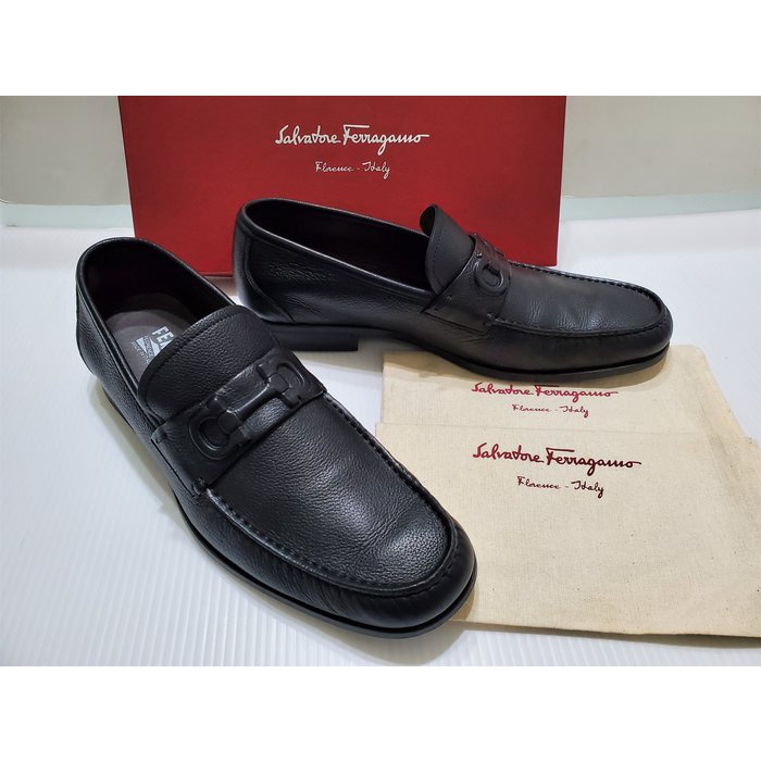 Salvatore Ferragamo 精品正品 近新 黑色 浮雕馬蹄扣LOGO 男鞋樂福鞋 紳士鞋 US 8.5 3E