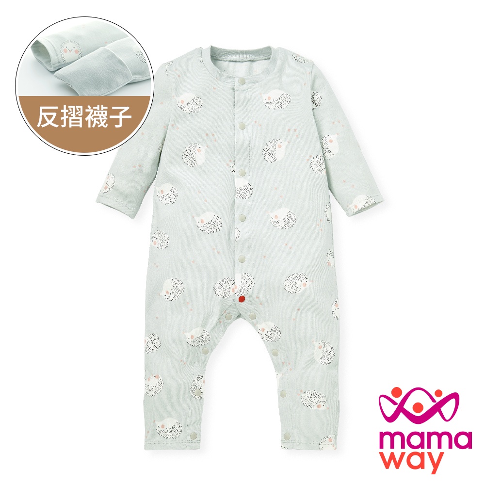 【Mamaway媽媽餵】新生兒 長袖連身衣-刺蝟寶寶