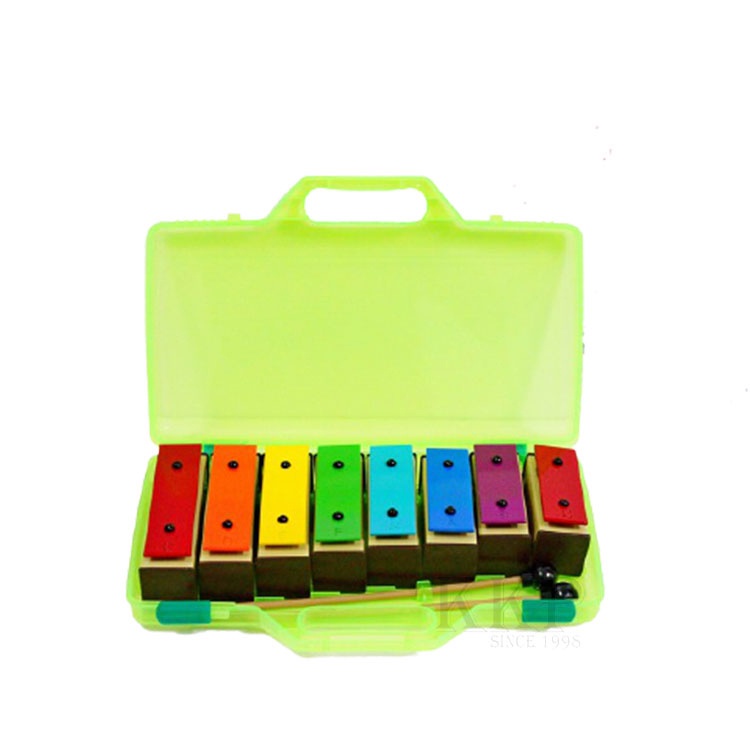 【台灣鍵盤樂器專賣店】 台灣製 高級外銷 彩色 8音音磚 八音音磚 八音 音磚 彩虹排列 綠盒 鐵琴 奧福樂器 ORFF
