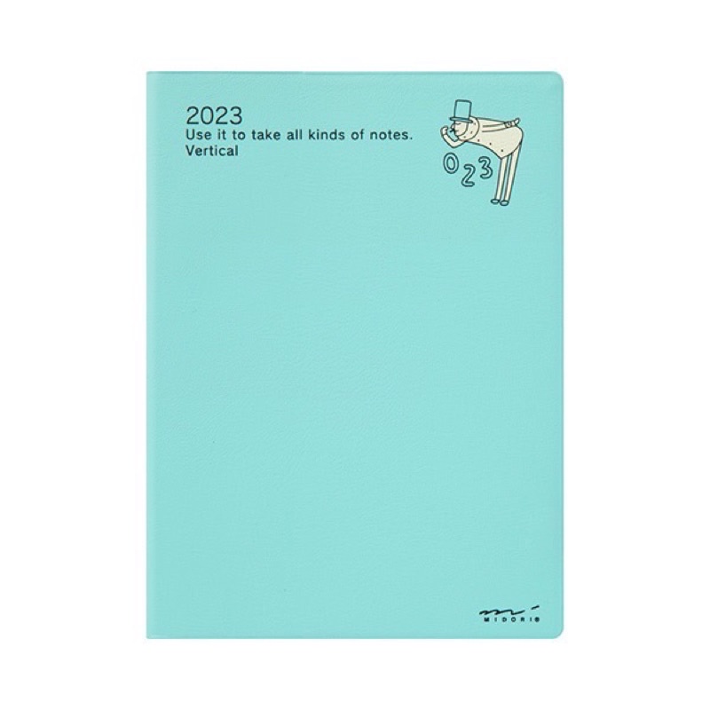 《現貨》日本midori歐吉桑ojisan 2023 pocket diary 手帳 —A6週間直式時間軸（藍）