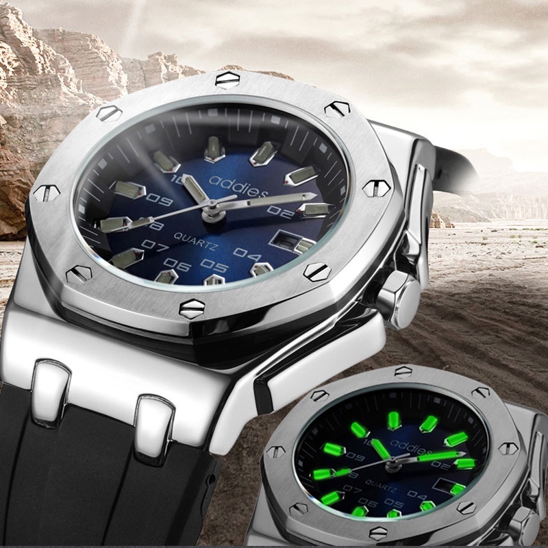 Addiesdive 石英潛水錶 46 毫米灰色錶盤 Miyota 機芯豪華運動防水手錶男士計時碼表石英腕錶