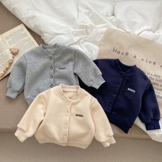 【四口甜】臺灣現貨秋冬新款 男女寶刷毛外套 66-100寶寶 ins風刷毛棒球外套