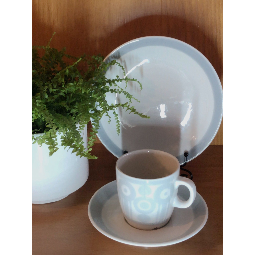歡喜小店❤️北歐老件 // Rorstrand 淺灰藍色咖啡杯盤三件組