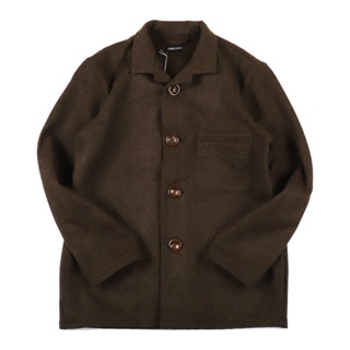 德國Frank Leder復古傳統純羊毛手工剪裁方領短版夾克外套棕色