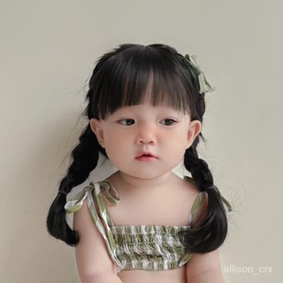 【優選精品】兒童假頭髮女童可愛麻花辮蓬鬆空氣劉海公主雙馬尾拍照寶寶全頭套ins日韓風 KEJ2