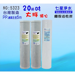 濾心 全戶水塔過濾器20吋大胖活性炭 濾水器.除泥沙雜質除氯.淨水器地下水.貨號:5323【七星淨水】